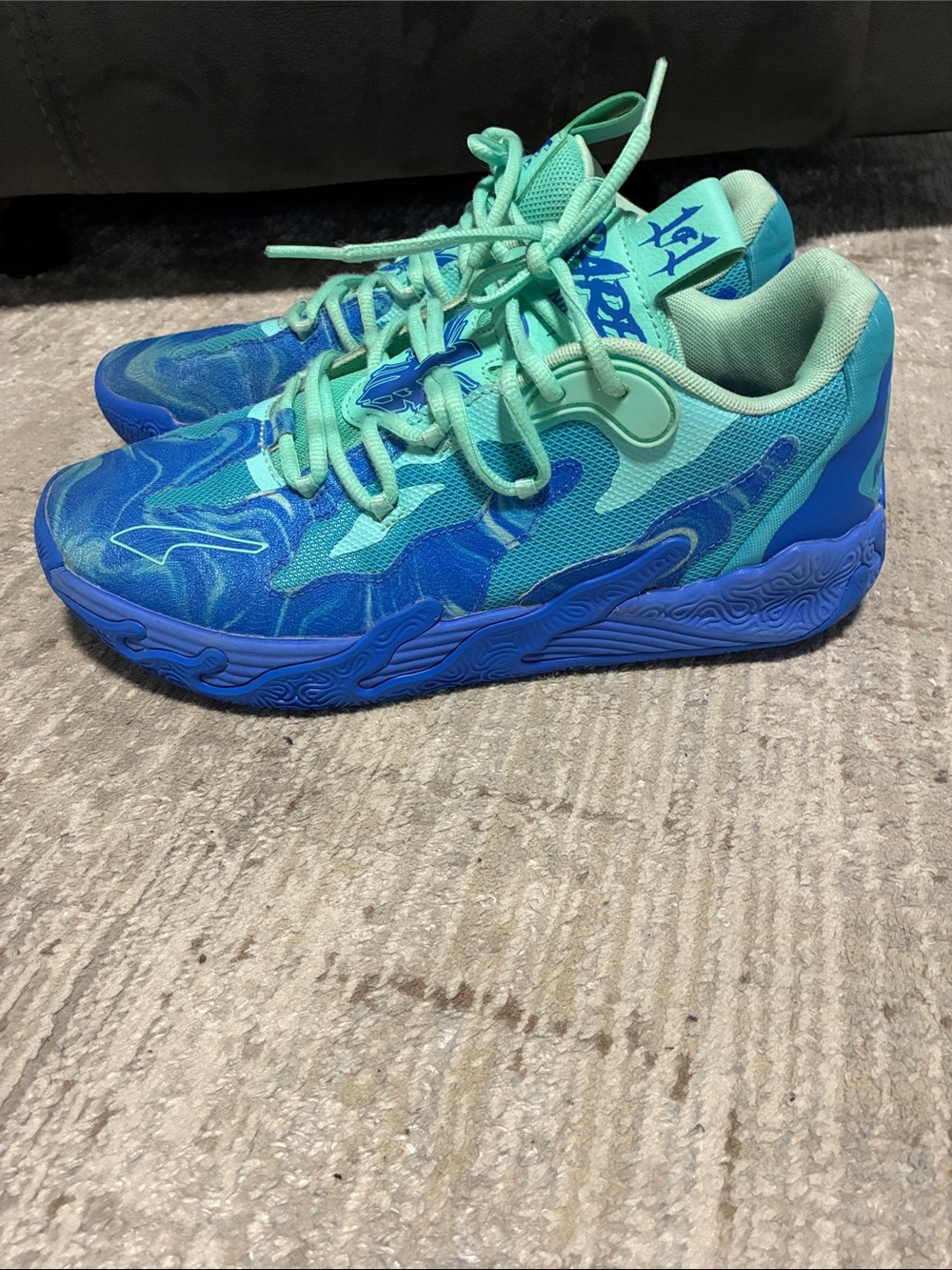 Puma Teal & Blue Wave-Pattern Sneakers